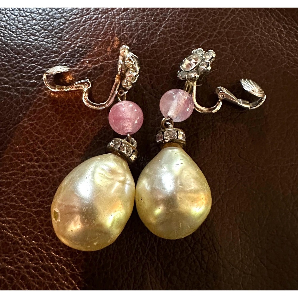 Vintage Castlecliff Baroque Pearl Dangle Earrings - Picture 3 of 4